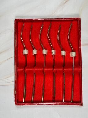 Set of 6 Vintage Thailand Siam Brass Flatware shrimp Forks